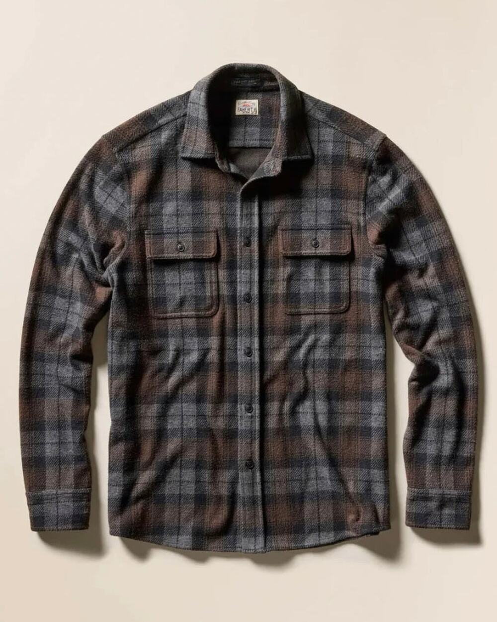 Faherty Legend Grey Woods Plaid Sweater Shirt XL NEW Pocket Button Up LS Flannel